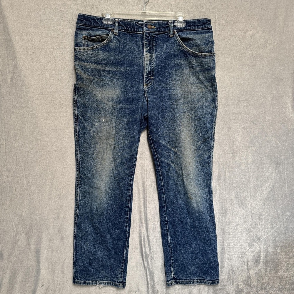 Lee Relaxed Fit Jeans‎ Mens 40x30 Blue Medium Wash Straight Leg Distressed Denim